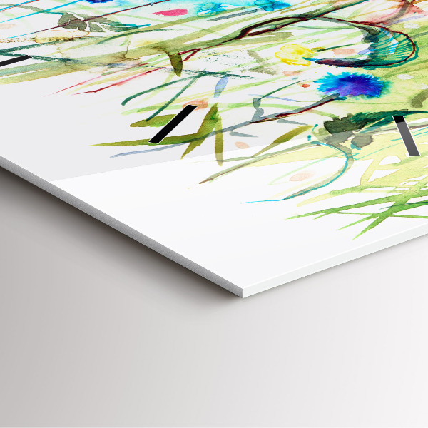 Skleněné hodiny čtvercové Květiny na louce