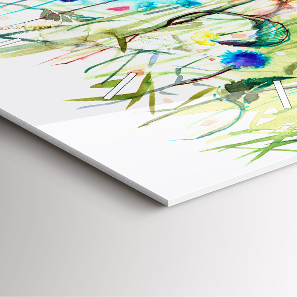 Skleněné hodiny čtvercové Květiny na louce