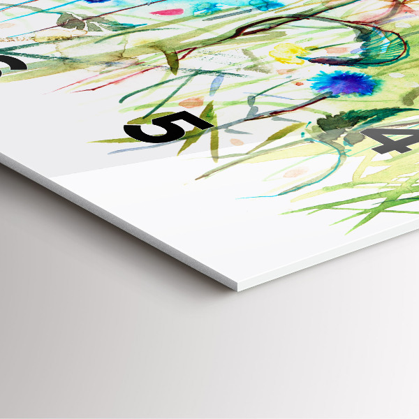 Skleněné hodiny čtvercové Květiny na louce