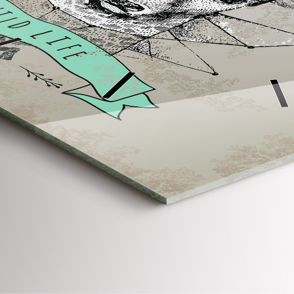 Skleněné hodiny čtvercové Hlava jelena