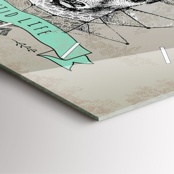 Skleněné hodiny čtvercové Hlava jelena