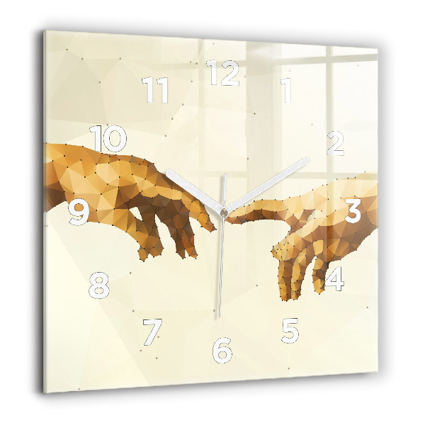 Skleněné hodiny čtvercové Stvoření Adama