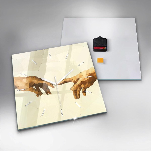 Skleněné hodiny čtvercové Stvoření Adama