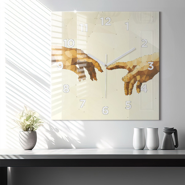 Skleněné hodiny čtvercové Stvoření Adama