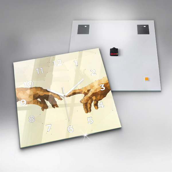 Skleněné hodiny čtvercové Stvoření Adama