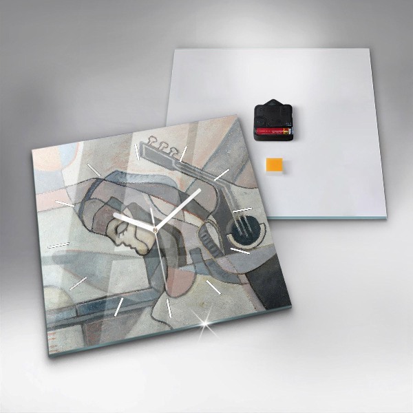 Skleněné hodiny čtvercové Abstraktní malba