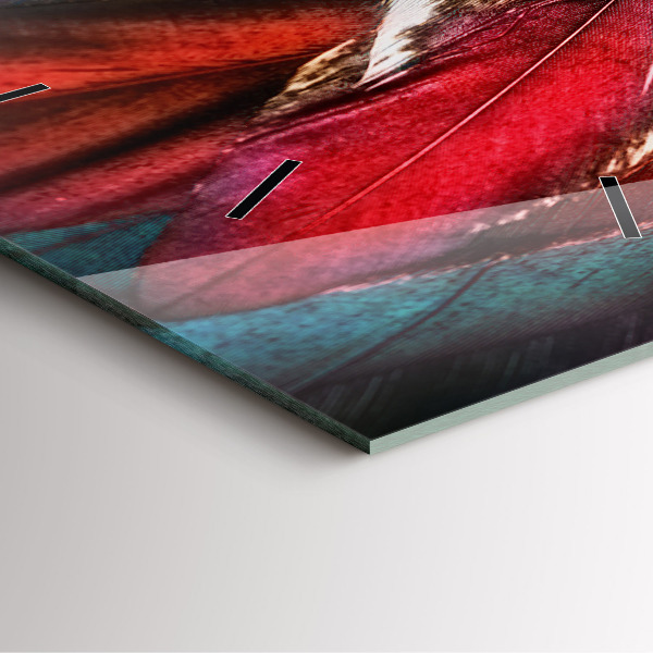 Skleněné hodiny čtvercové Světle hnědé ptačí peří