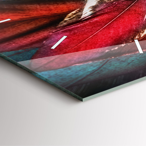 Skleněné hodiny čtvercové Světle hnědé ptačí peří