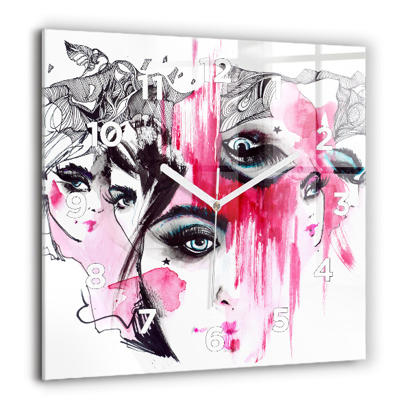 Skleněné hodiny čtvercové Abstrakce mnoha tváří