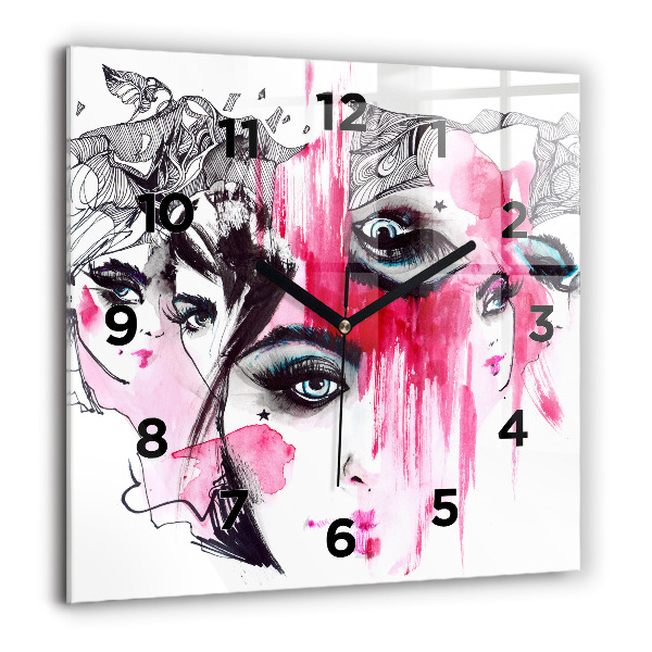 Skleněné hodiny čtvercové Abstrakce mnoha tváří
