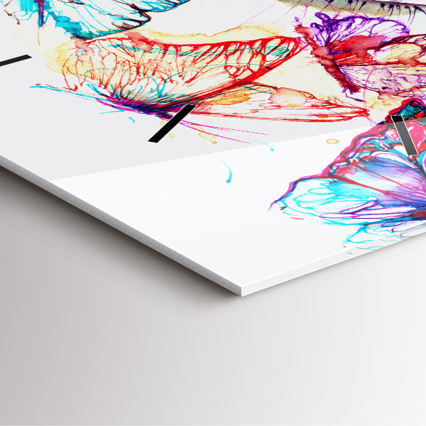 Skleněné hodiny čtvercové Barevné motýlí oko