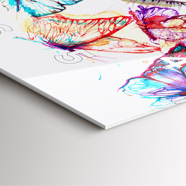 Skleněné hodiny čtvercové Barevné motýlí oko