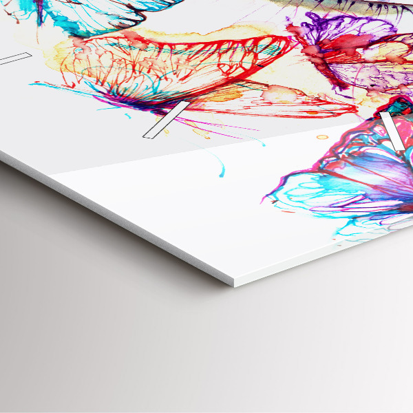 Skleněné hodiny čtvercové Barevné motýlí oko