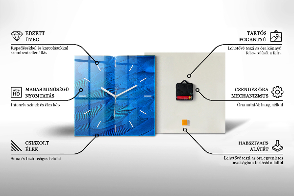 Skleněné hodiny čtvercové žena s deštníkem