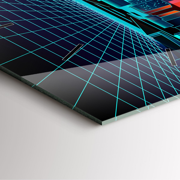 Čtvercové nástěnné hodiny Město v kyberprostoru