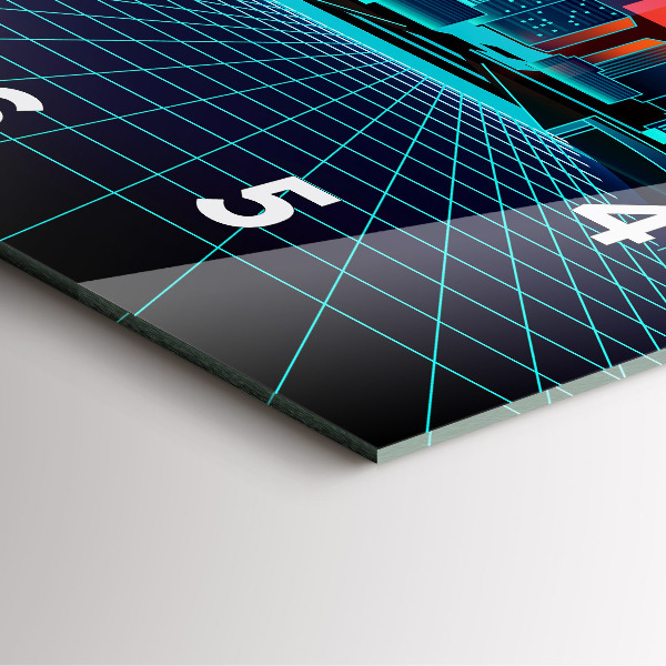 Čtvercové nástěnné hodiny Město v kyberprostoru