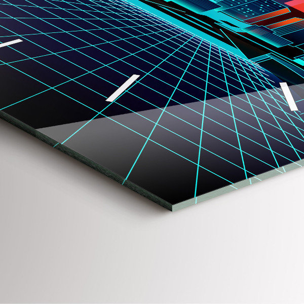 Čtvercové nástěnné hodiny Město v kyberprostoru