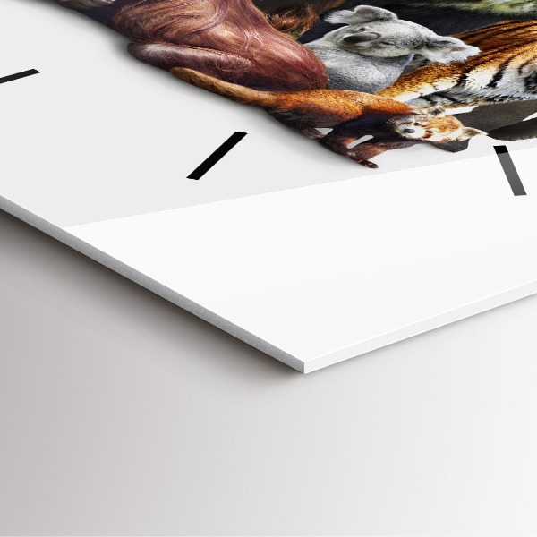 Skleněné hodiny čtvercové Divoká zvířata