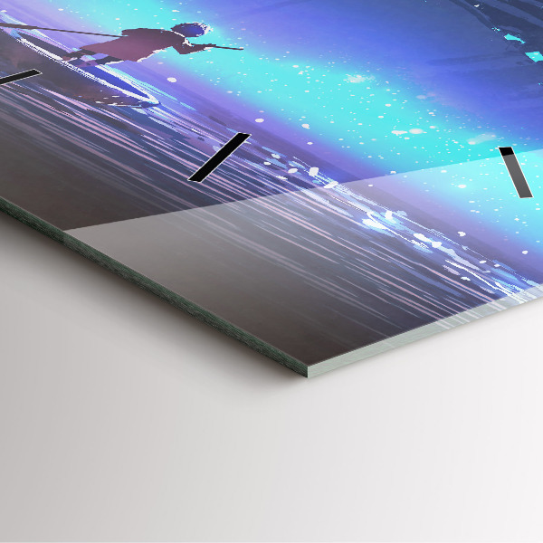 Čtvercové nástěnné hodiny Fantazie plachetnice