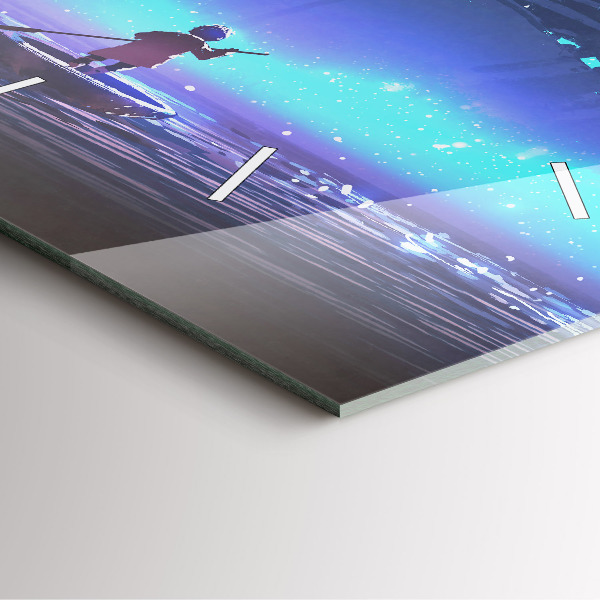 Čtvercové nástěnné hodiny Fantazie plachetnice