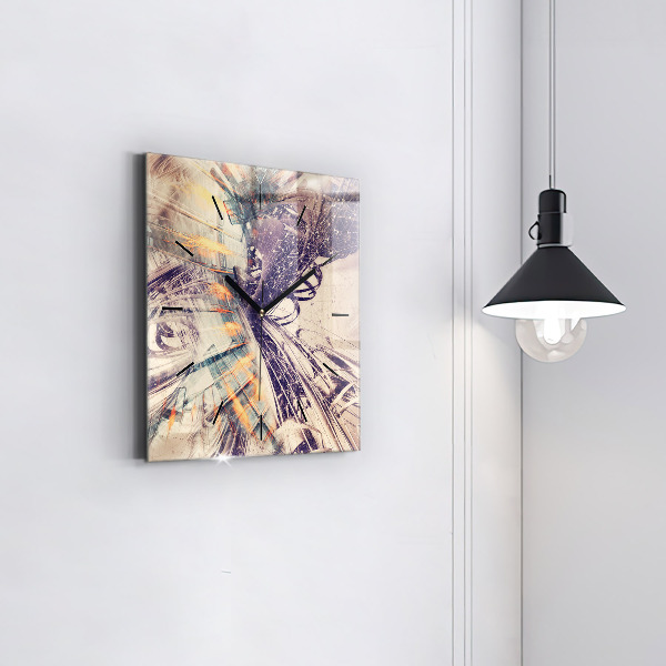 Čtvercové nástěnné hodiny Abstraktní mechanismus