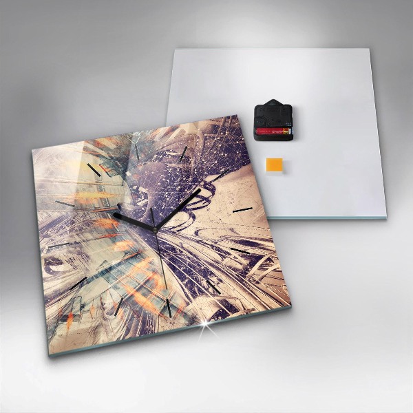 Čtvercové nástěnné hodiny Abstraktní mechanismus