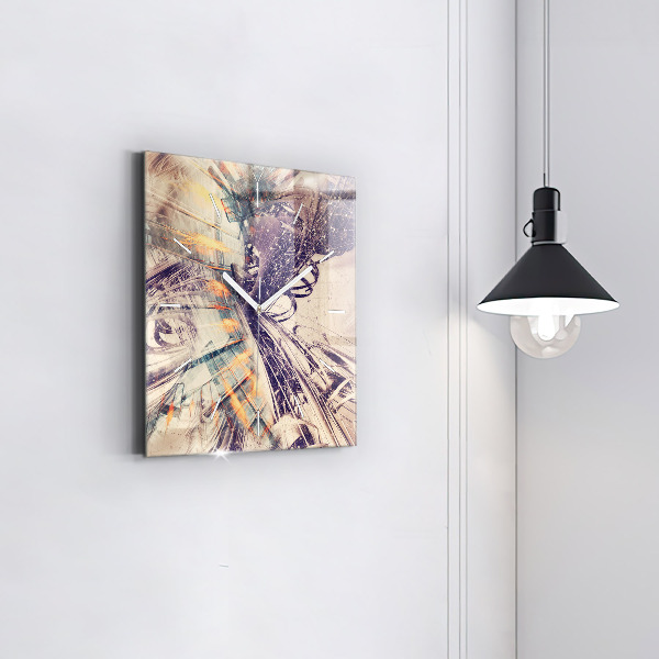 Čtvercové nástěnné hodiny Abstraktní mechanismus