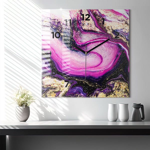 Čtvercové nástěnné hodiny Abstraktní mramor