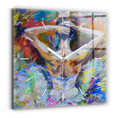 Čtvercové nástěnné hodiny Malovaná baletka