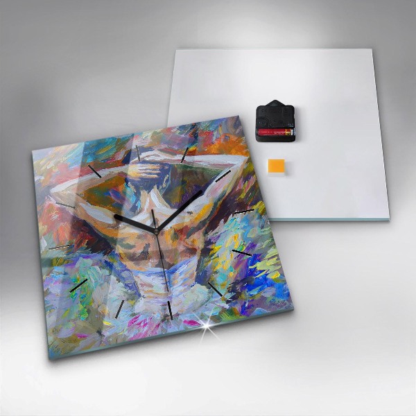 Čtvercové nástěnné hodiny Malovaná baletka