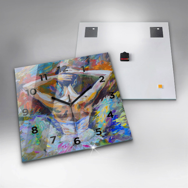 Čtvercové nástěnné hodiny Malovaná baletka