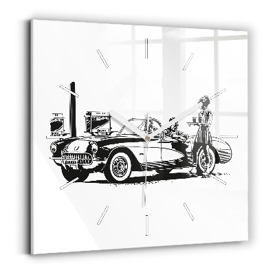 Skleněné hodiny čtvercové Retro ilustrace