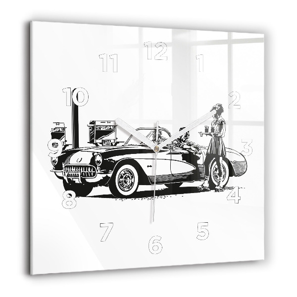 Skleněné hodiny čtvercové Retro ilustrace