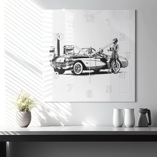 Skleněné hodiny čtvercové Retro ilustrace