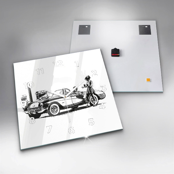 Skleněné hodiny čtvercové Retro ilustrace