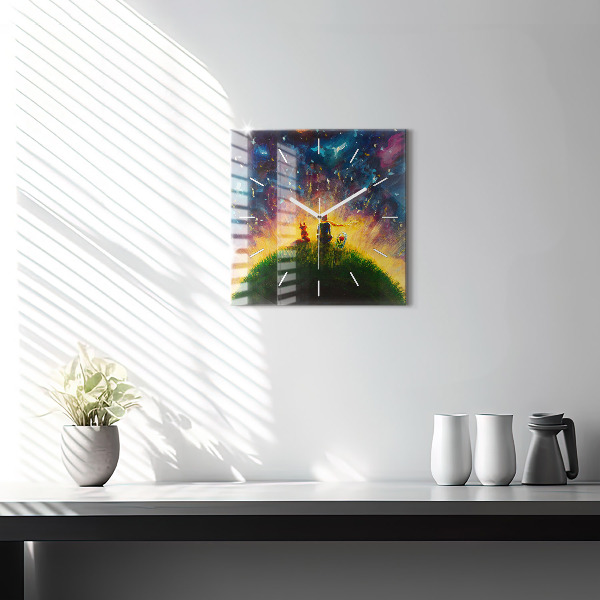 Čtvercové nástěnné hodiny Abstraktní malý princ