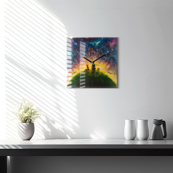 Čtvercové nástěnné hodiny Abstraktní malý princ