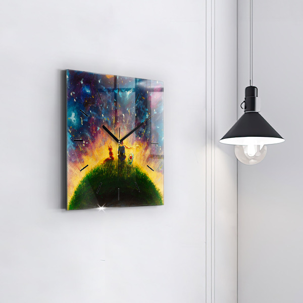 Čtvercové nástěnné hodiny Abstraktní malý princ