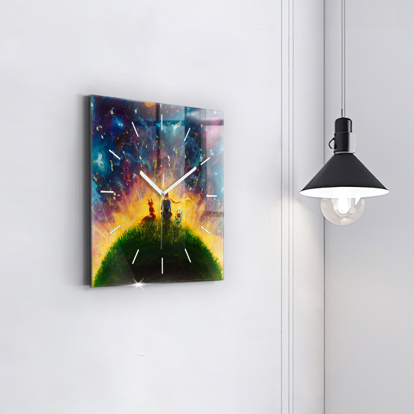 Čtvercové nástěnné hodiny Abstraktní malý princ