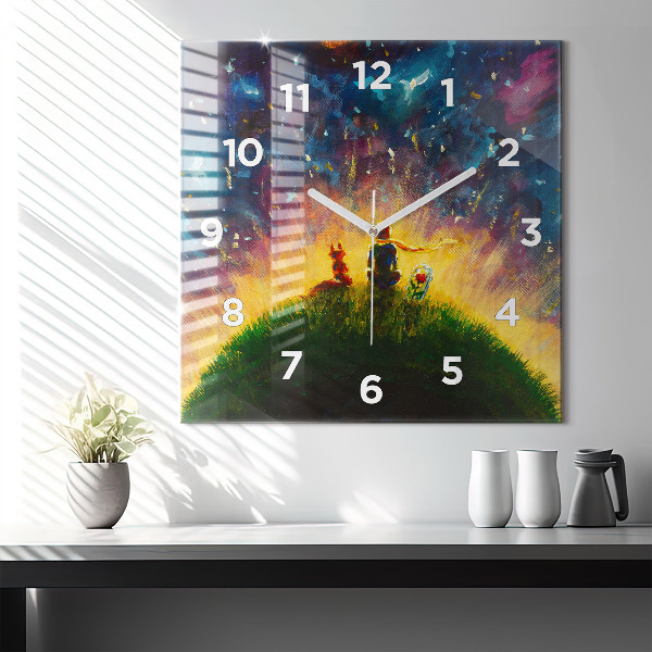 Čtvercové nástěnné hodiny Abstraktní malý princ