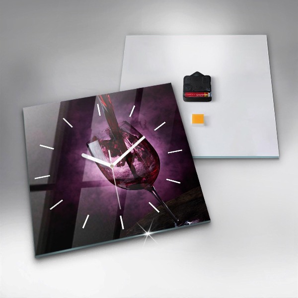 Skleněné hodiny čtvercové Sklenice na víno