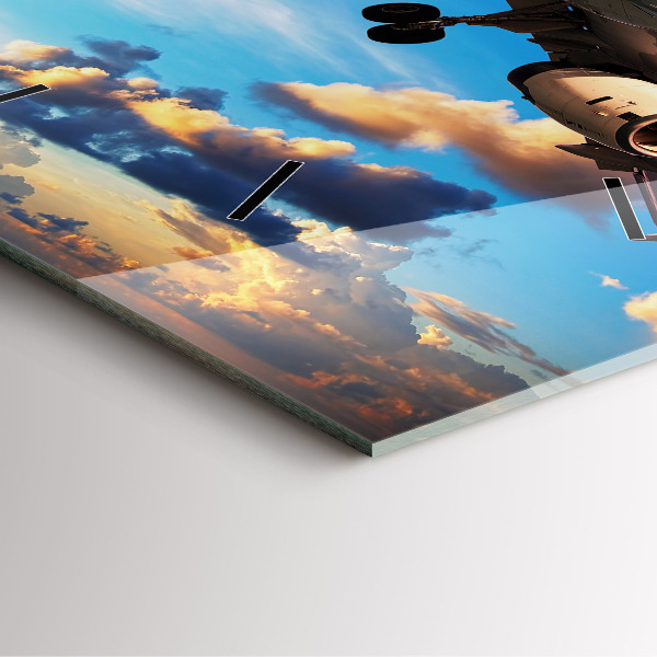 Skleněné hodiny čtvercové Letadlo v mracích