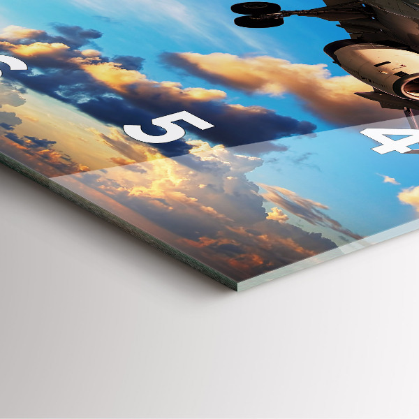 Skleněné hodiny čtvercové Letadlo v mracích