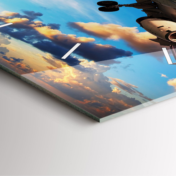 Skleněné hodiny čtvercové Letadlo v mracích