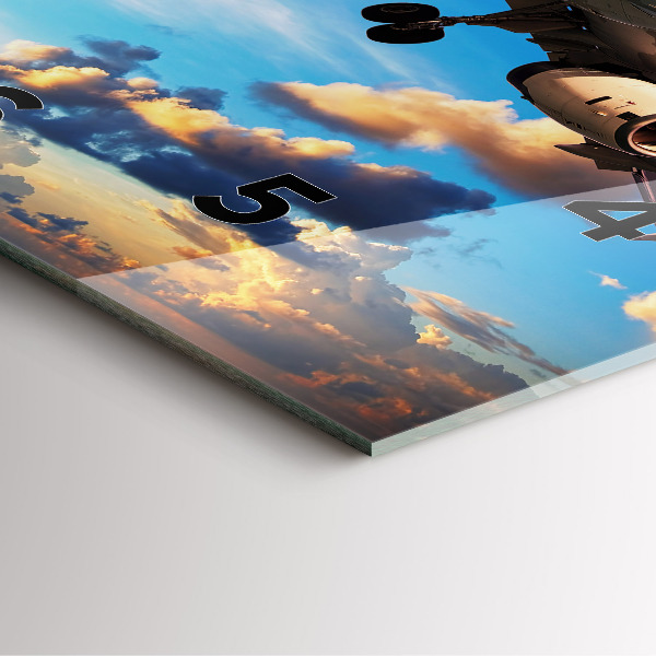 Skleněné hodiny čtvercové Letadlo v mracích