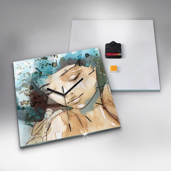 Skleněné hodiny čtvercové Abstrakce Žena