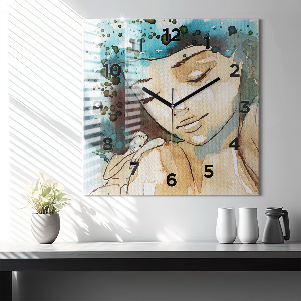Skleněné hodiny čtvercové Abstrakce Žena