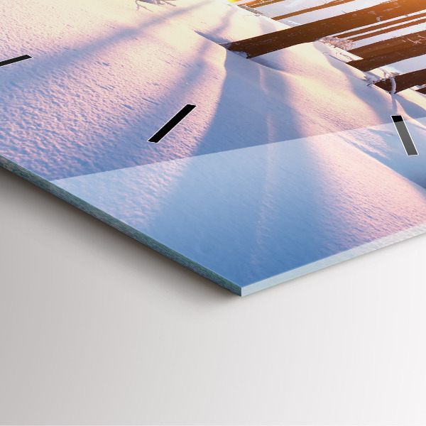 Skleněné hodiny čtvercové Les při západu slunce