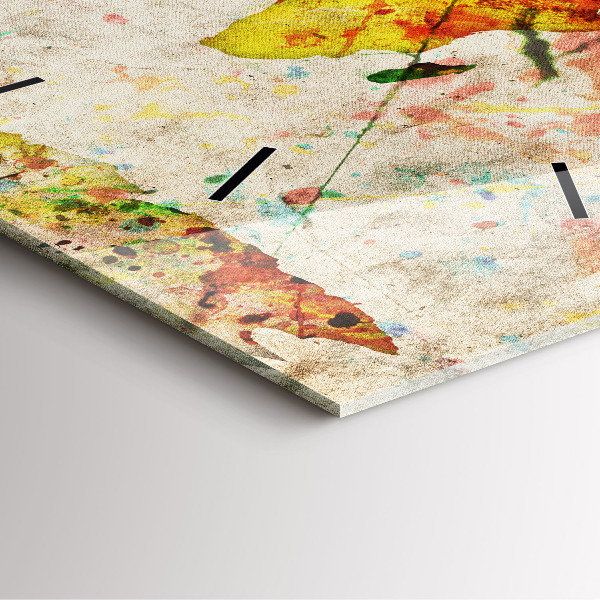 Skleněné hodiny čtvercové Barevná mapa světa