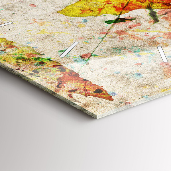 Skleněné hodiny čtvercové Barevná mapa světa